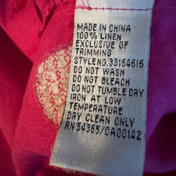 Nygard Womens Linen Button‎ Up Top Blouse Size 8 Beachy Lagom Embroidered Floral - Picture 8 of 9